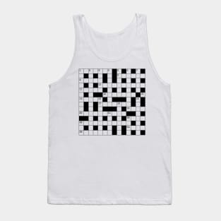 Retro Black White Crossword Puzzle Pattern Tank Top